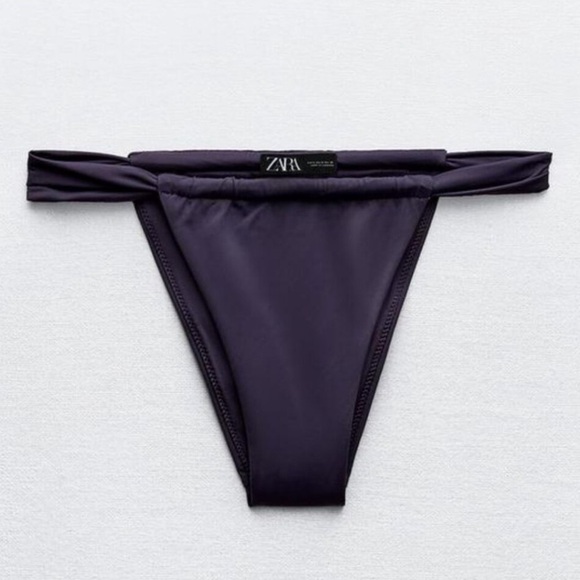 NEW Zara Deep Plum Purple Curtain Slide String‎ Bikini Bottom - Picture 1 of 4